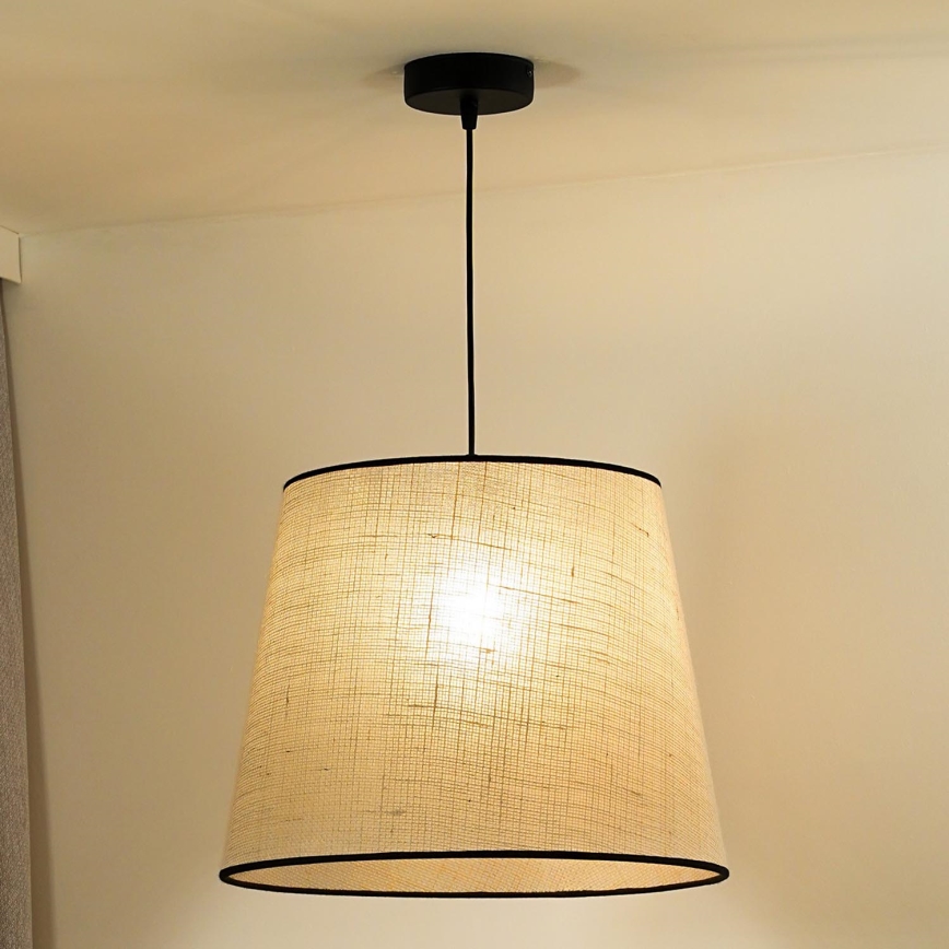 Duolla - Ljuskrona med textilsladd YUTE 1xE27/15W/230V diameter 38 cm grå/svart