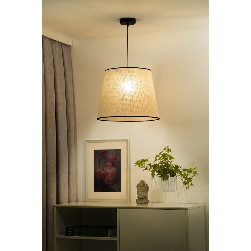 Duolla - Ljuskrona med textilsladd YUTE 1xE27/15W/230V diameter 38 cm grå/svart