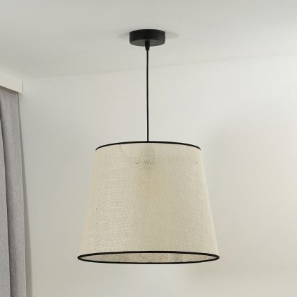 Duolla - Ljuskrona med textilsladd YUTE 1xE27/15W/230V diameter 38 cm grå/svart