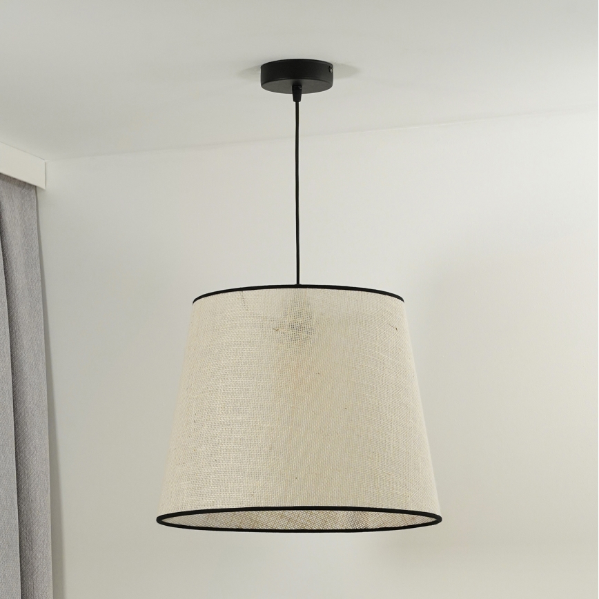 Duolla - Ljuskrona med textilsladd YUTE 1xE27/15W/230V diameter 38 cm grå/svart