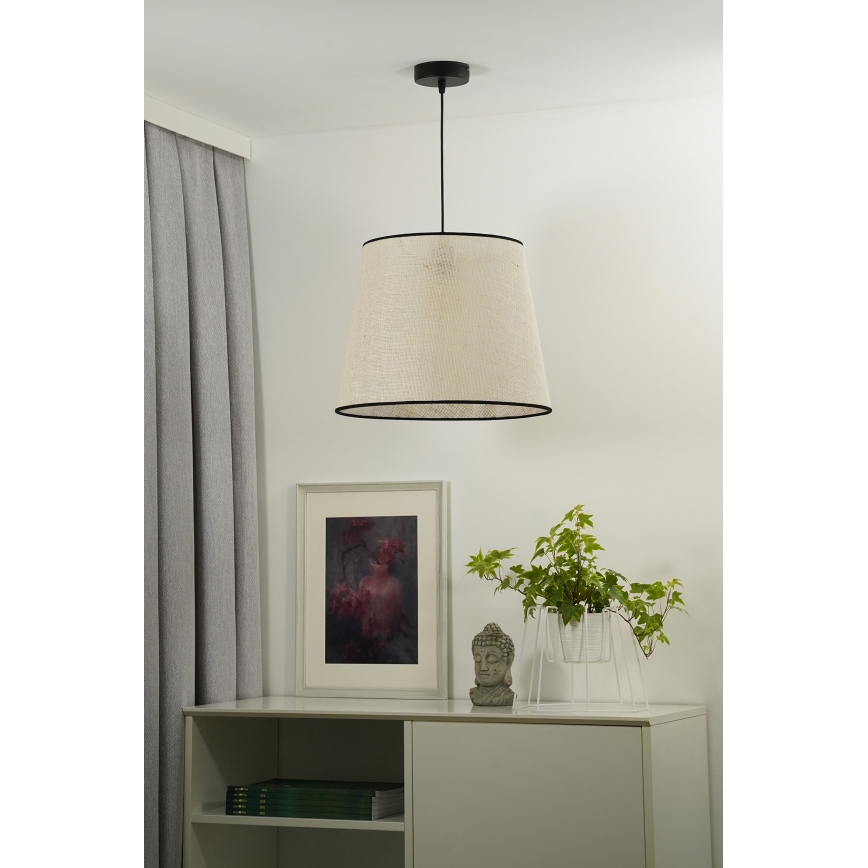 Duolla - Ljuskrona med textilsladd YUTE 1xE27/15W/230V diameter 38 cm grå/svart