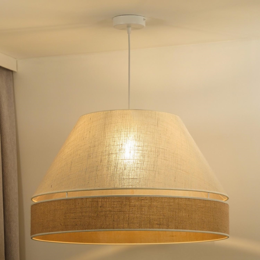 Duolla - Ljuskrona med textilsladd YUTE AVIGNON 1xE27/15W/230V diameter 60 cm grå/brun