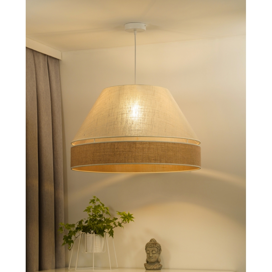 Duolla - Ljuskrona med textilsladd YUTE AVIGNON 1xE27/15W/230V diameter 60 cm grå/brun