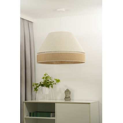 Duolla - Ljuskrona med textilsladd YUTE AVIGNON 1xE27/15W/230V diameter 60 cm grå/brun