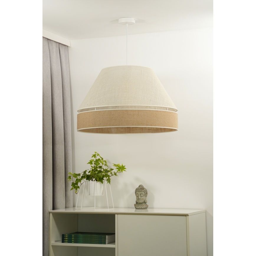 Duolla - Ljuskrona med textilsladd YUTE AVIGNON 1xE27/15W/230V diameter 60 cm grå/brun