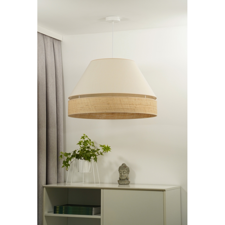 Duolla - Ljuskrona med textilsladd YUTE AVIGNON 1xE27/15W/230V diameter 60 cm grädde/beige