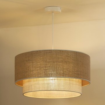 Duolla - Ljuskrona med textilsladd YUTE BOHO 1xE27/15W/230V diameter 45 cm brun/grädde