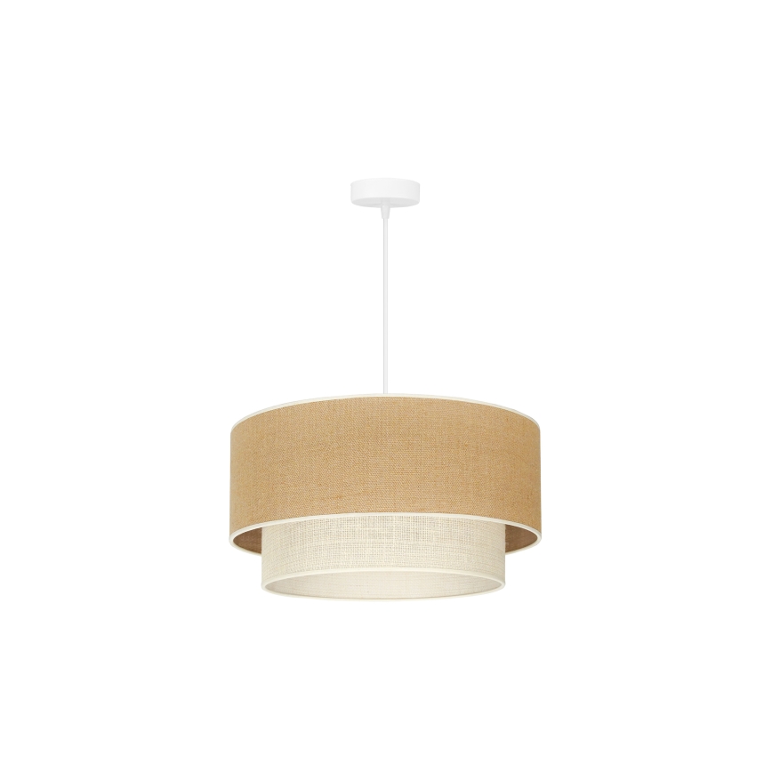 Duolla - Ljuskrona med textilsladd YUTE BOHO 1xE27/15W/230V diameter 45 cm brun/grädde