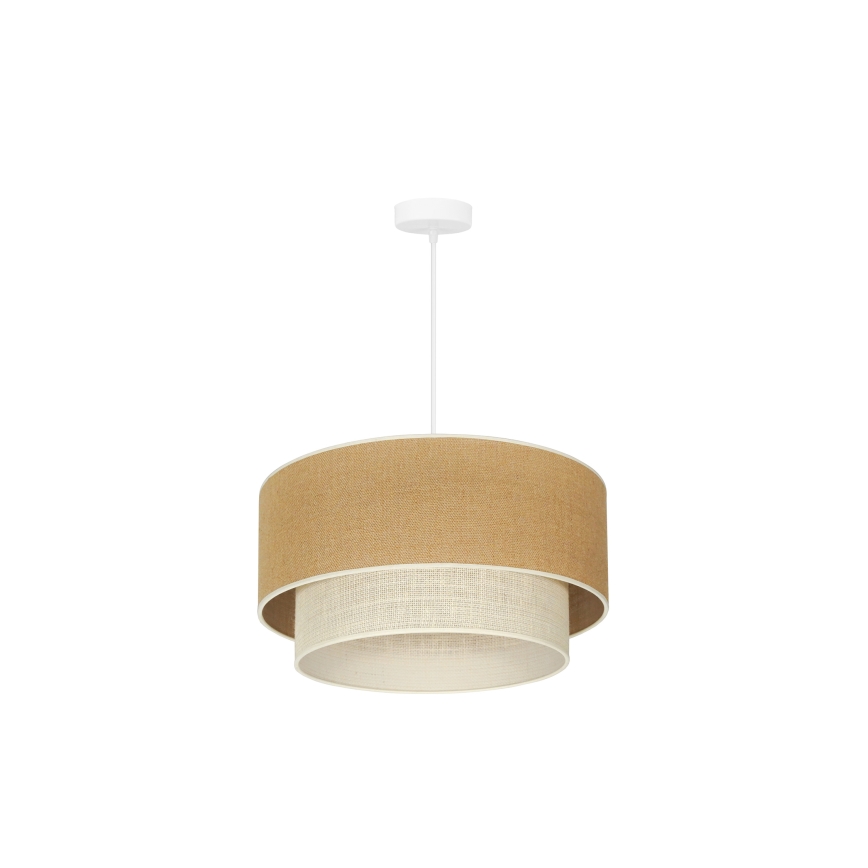 Duolla - Ljuskrona med textilsladd YUTE BOHO 1xE27/15W/230V diameter 45 cm brun/grädde