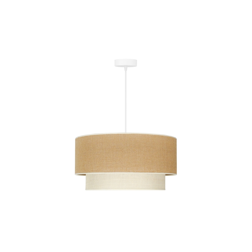 Duolla - Ljuskrona med textilsladd YUTE BOHO 1xE27/15W/230V diameter 45 cm brun/grädde