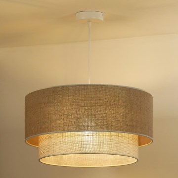 Duolla - Ljuskrona med textilsladd YUTE BOHO 3xE27/15W/230V diameter 60 cm brun/grädde