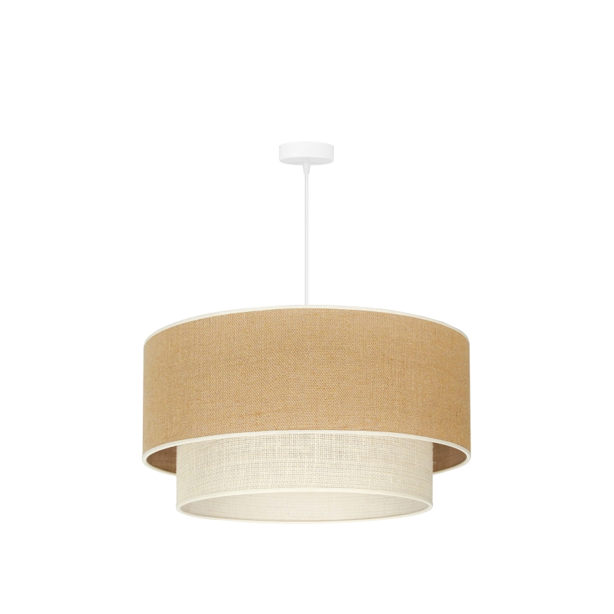 Duolla - Ljuskrona med textilsladd YUTE BOHO 3xE27/15W/230V diameter 60 cm brun/grädde