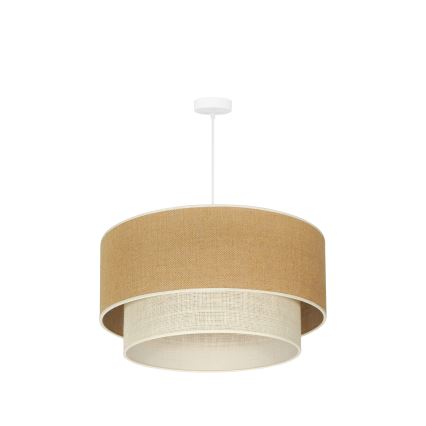 Duolla - Ljuskrona med textilsladd YUTE BOHO 3xE27/15W/230V diameter 60 cm brun/grädde