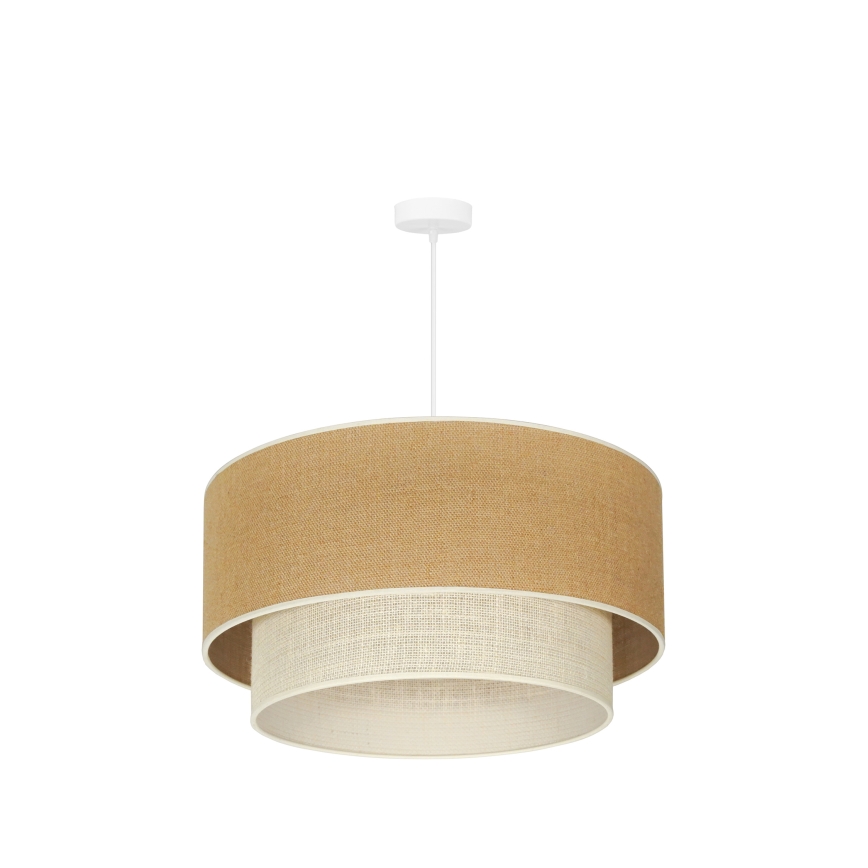 Duolla - Ljuskrona med textilsladd YUTE BOHO 3xE27/15W/230V diameter 60 cm brun/grädde