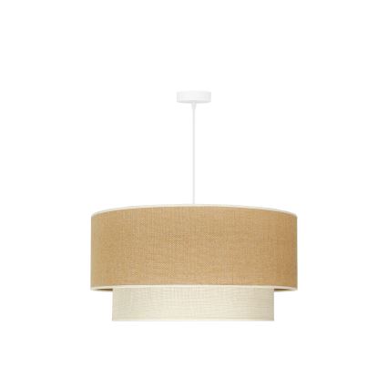 Duolla - Ljuskrona med textilsladd YUTE BOHO 3xE27/15W/230V diameter 60 cm brun/grädde