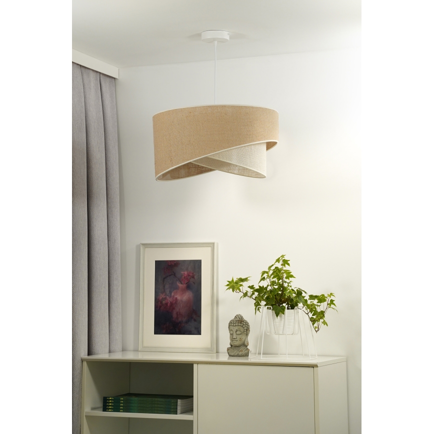 Duolla - Ljuskrona med textilsladd YUTE CELLO 1xE27/15W/230V diameter 45 cm brun/grå