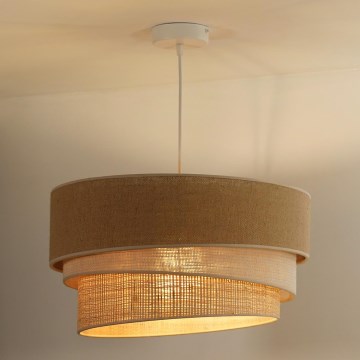Duolla - Ljuskrona med textilsladd YUTE TRIO 1xE27/15W/230V diameter 45 cm brun/grå/beige