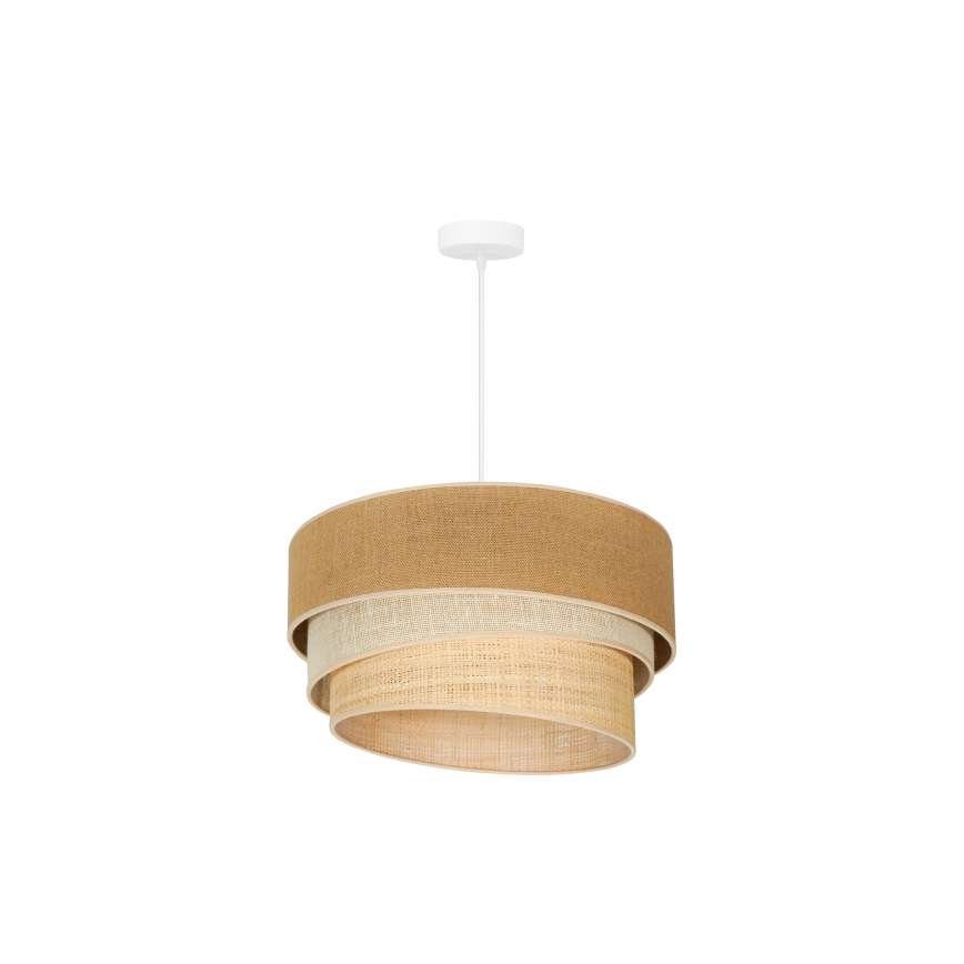 Duolla - Ljuskrona med textilsladd YUTE TRIO 1xE27/15W/230V diameter 45 cm brun/grå/beige