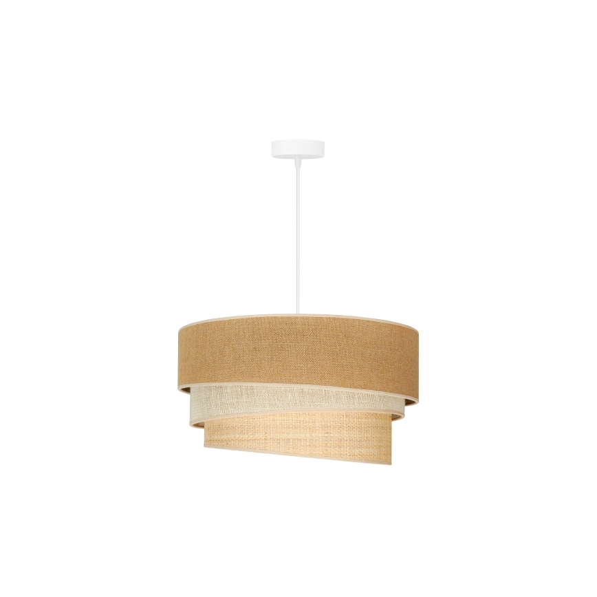 Duolla - Ljuskrona med textilsladd YUTE TRIO 1xE27/15W/230V diameter 45 cm brun/grå/beige
