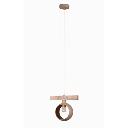 Duolla - Pendellampa med kabel IRONLINE 1xE27/15W/230V furu ek/beige
