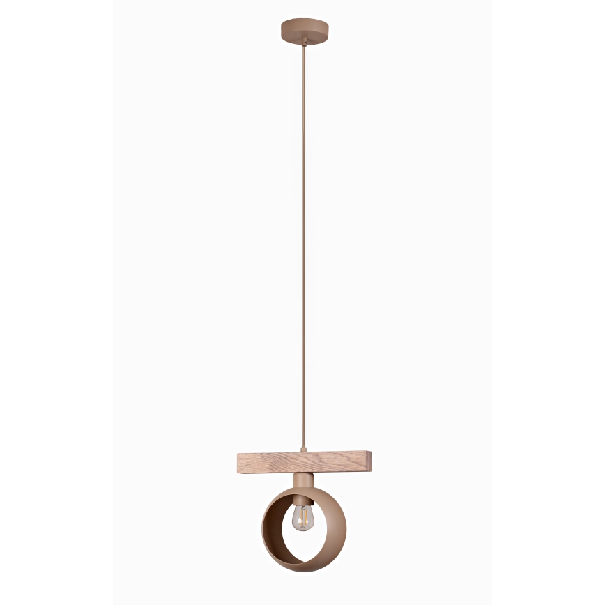 Duolla - Pendellampa med kabel IRONLINE 1xE27/15W/230V furu ek/beige