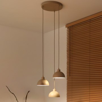 Duolla - Pendellampa med kabel IRONLINE 3xE27/15W/230V beige