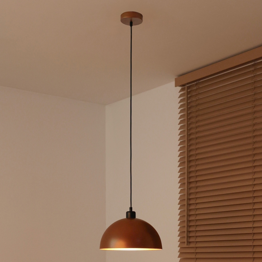 Duolla - Pendellampa på kabel IRONLINE 1xE27/15W/230V Ø 27 cm koppar/svart