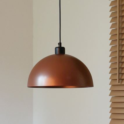 Duolla - Pendellampa på kabel IRONLINE 1xE27/15W/230V Ø 27 cm koppar/svart