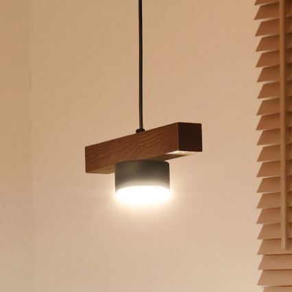 Duolla - Pendellampa på kabel IRONLINE 1xGX53/3W/230V furu ek/svart