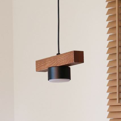Duolla - Pendellampa på kabel IRONLINE 1xGX53/3W/230V furu ek/svart