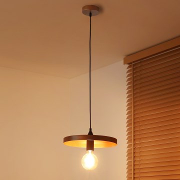 Duolla - Pendellampa på vajer IRONLINE 1xE27/15W/230V Ø 30 cm koppar/svart