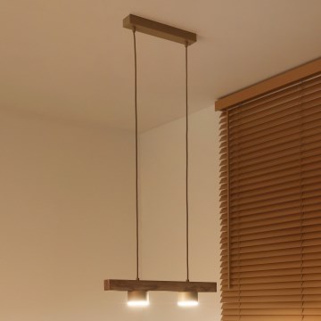 Duolla - Pendellampa på vajer IRONLINE 2xGX53/3W/230V furu ek/beige