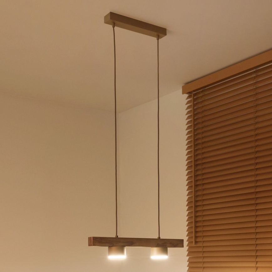 Duolla - Pendellampa på vajer IRONLINE 2xGX53/3W/230V furu ek/beige