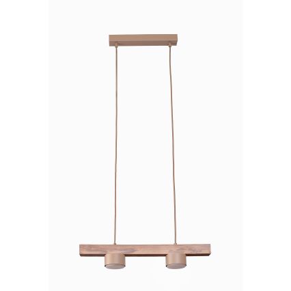 Duolla - Pendellampa på vajer IRONLINE 2xGX53/3W/230V furu ek/beige