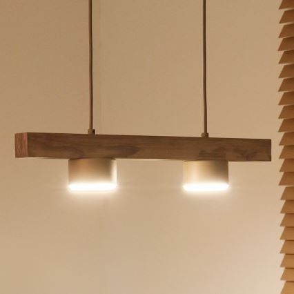 Duolla - Pendellampa på vajer IRONLINE 2xGX53/3W/230V furu ek/beige