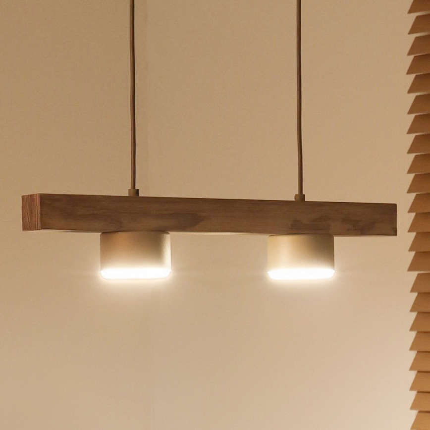 Duolla - Pendellampa på vajer IRONLINE 2xGX53/3W/230V furu ek/beige