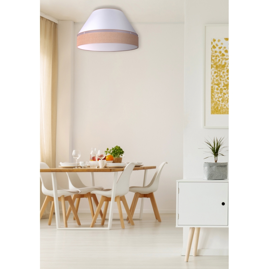 Duolla - Taklampa AVIGNON 3xE27/15W/230V diameter 60 cm vit/brun