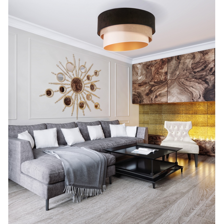 Duolla - Taklampa DEVON 1xE27/40W/230V diameter 45 cm svart/beige