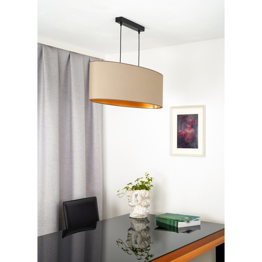 Duolla - Taklampa OVAL VEGAN 2xE27/15W/230V beige