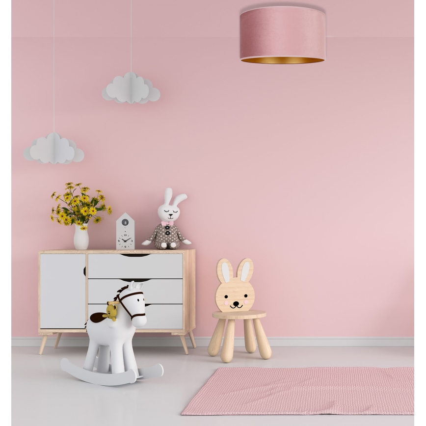 Duolla - Taklampa ROLLER 1xE27/15W/230V diameter 40 cm rosa/gyllene