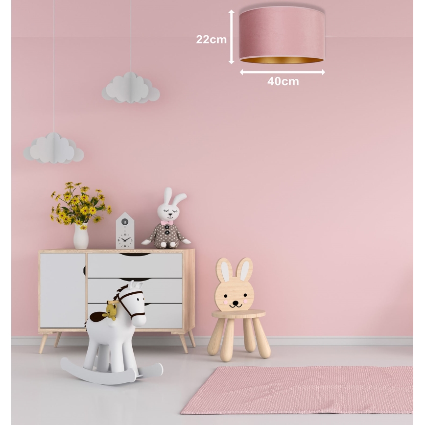 Duolla - Taklampa ROLLER 1xE27/15W/230V diameter 40 cm rosa/gyllene
