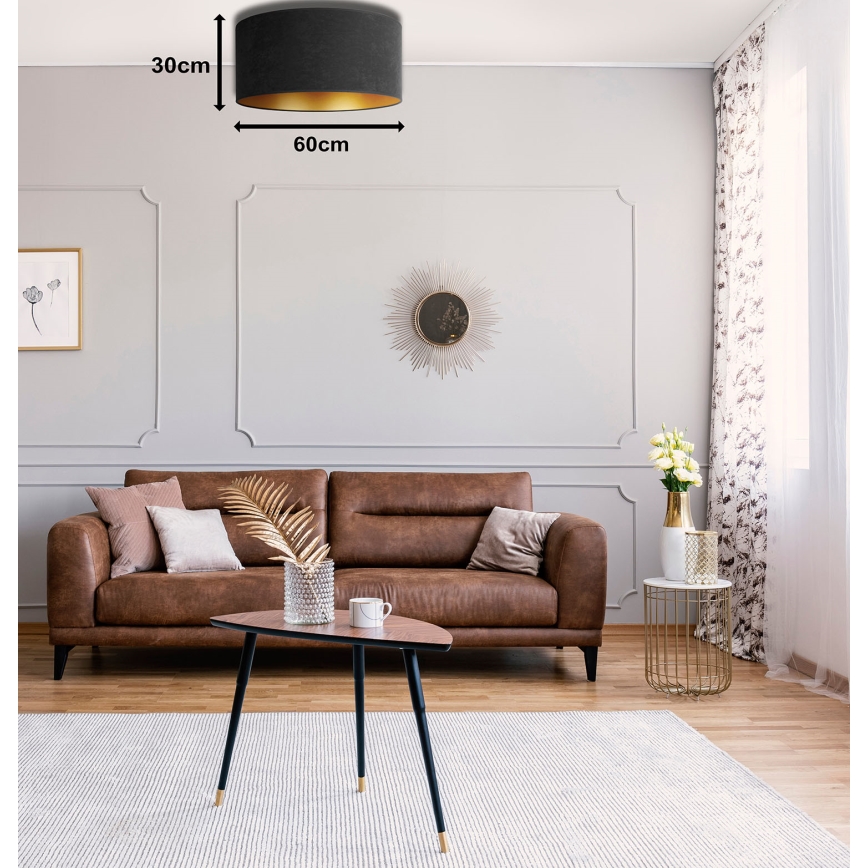 Duolla - Taklampa ROLLER 3xE27/15W/230V diameter 60 cm svart/gyllene