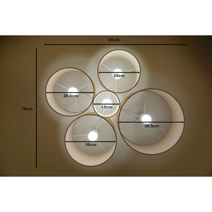 Duolla - Taklampa ROLLER PENTO 5xE27/60W/230V beige