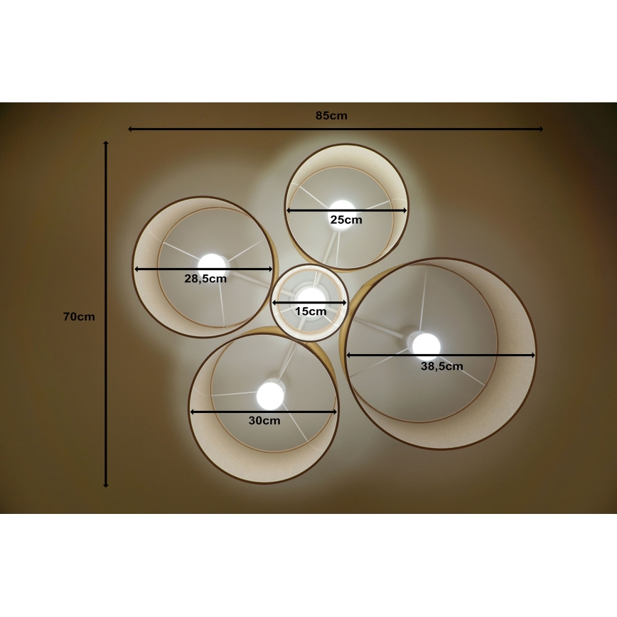 Duolla - Taklampa ROLLER PENTO 5xE27/60W/230V beige