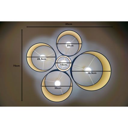 Duolla - Taklampa ROLLER PENTO 5xE27/60W/230V blå