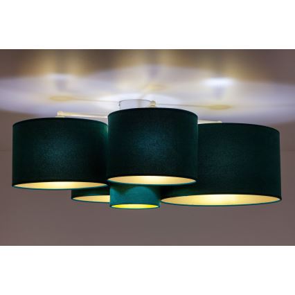 Duolla - Taklampa ROLLER PENTO 5xE27/60W/230V grön/guld