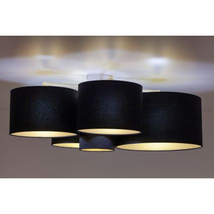 Duolla - Taklampa ROLLER PENTO 5xE27/60W/230V svart/guld