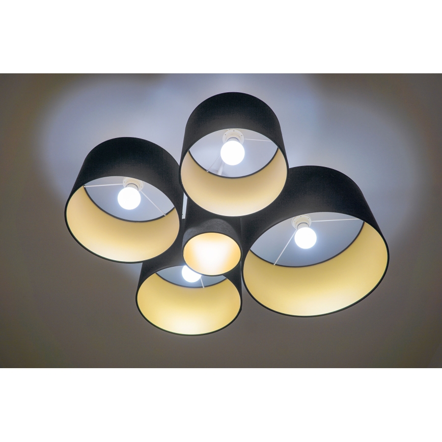 Duolla - Taklampa ROLLER PENTO 5xE27/60W/230V svart/guld