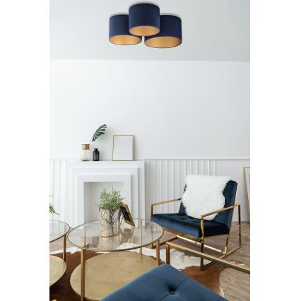 Duolla - Taklampa ROLLER TRIO 3xE27/60W/230V blå