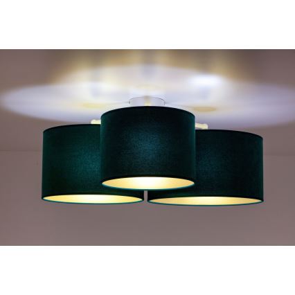 Duolla - Taklampa ROLLER TRIO 3xE27/60W/230V grön/guld